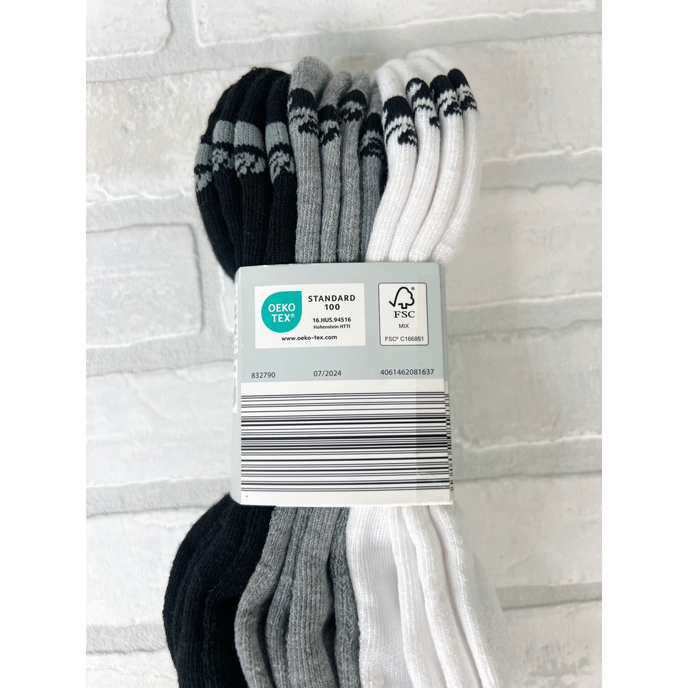 Crane Mens Ankle Cushion Socks 6 Pack Black Grey White Shoe Size 6-12  NEW